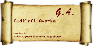 Győrfi Avarka névjegykártya